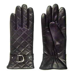 Women's Quilted Extra Thick Sheepskin Gloves with Leather Belt Deco QY-L10287