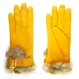 Women's Sheepskin Gloves Sheep Nappa Gloves with Belt QY-L10308