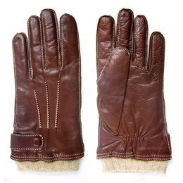 Men's Sheepskin Gloves Outseam Leather Gloves with Visible Knit Cuff QY-M10249