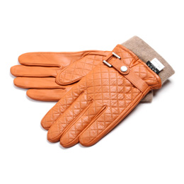 Men's Quilted Sheepskin Gloves with Belt and Knitted Cuff QY-M10357