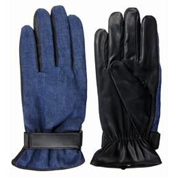 Men's Goatskin Gloves with Jeans Fabric Goat Nappa Gloves QY-M10261